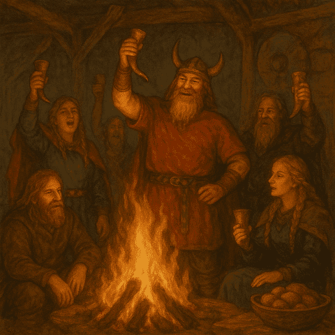 celebrating yule in a norse hall celebrating yule in a norse hall